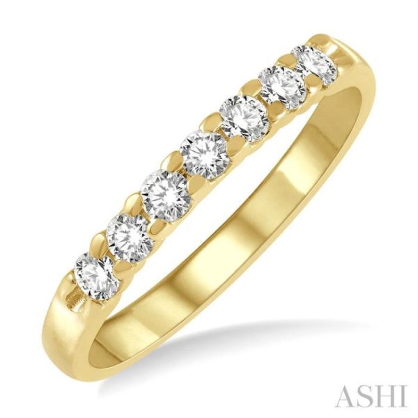 1 3 ctw 7 Stone Round Cut Diamond Wedding Band in 14K Yellow Gold For Cheap