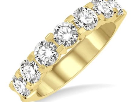 1 1 2 ctw 7 Stone Round Cut Diamond Wedding Band in 14K Yellow Gold For Cheap