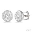 1 2 ctw Medallion Lovebright Round Cut Diamond Bezel Stud Earring in 14K White Gold For Discount