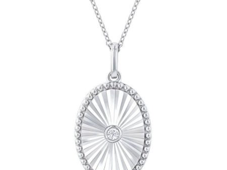 1 20 ctw Oval Medallion Round Cut Diamond Pendant With Chain in Sterling Silver Online Sale