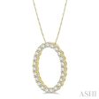 1 Ctw Oval Shape Window Round Cut Diamond Pendant With Chain in 14K Yellow Gold Online now