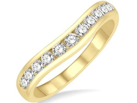 1 2 Ctw Round Cut Diamond Inlay Wedding Band in 14K Yellow Gold Online now