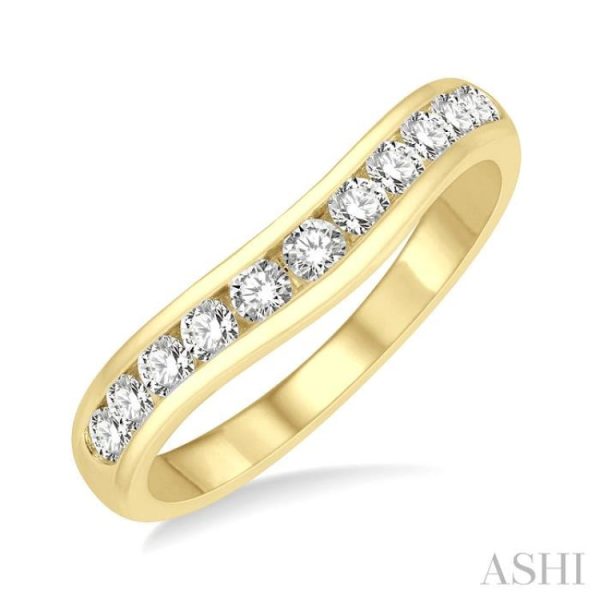 1 2 Ctw Round Cut Diamond Inlay Wedding Band in 14K Yellow Gold Online now