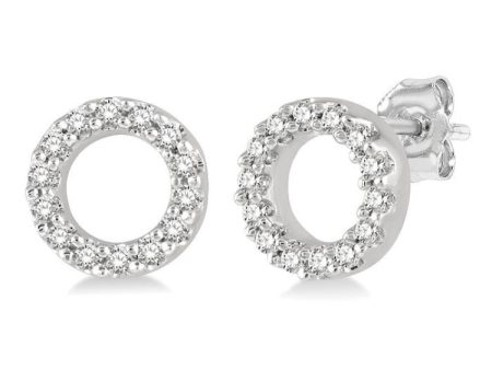 1 10 Ctw Circular Round Cut Diamond Petite Fashion Earring in 10K White Gold Discount