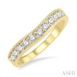 1 2 Ctw Arched Round Cut Diamond Wedding Band in 14K Yellow Gold on Sale