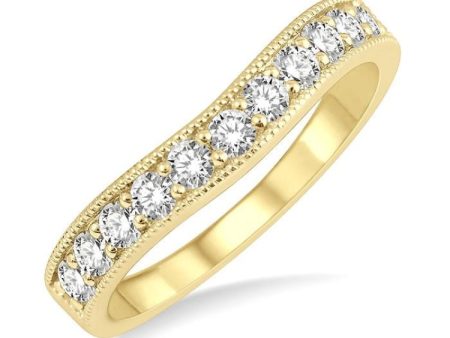 1 2 Ctw Arched Round Cut Diamond Wedding Band in 14K Yellow Gold on Sale