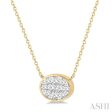 1 3 Ctw Oval Shape Lovebright Diamond Necklace in 14K Yellow and White Gold Cheap