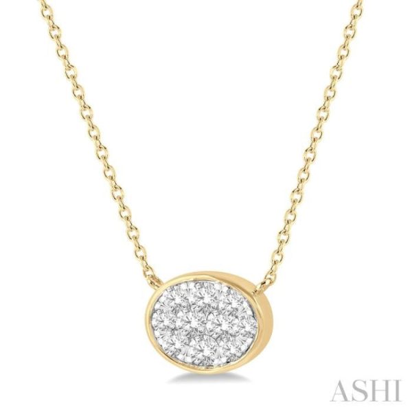 1 3 Ctw Oval Shape Lovebright Diamond Necklace in 14K Yellow and White Gold Cheap