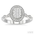 1 2 ctw Oval Mount Criss Cross Shank Lovebright Round Cut Diamond Engagement Ring in 14K White Gold Sale