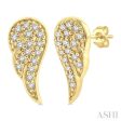 1 10 ctw Petite Angel Wings Round Cut Diamond Fashion Stud Earring in 10K Yellow Gold Online