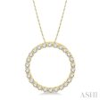 3 4 Ctw Circle of Love Round Cut Diamond Pendant With Chain in 14K Yellow Gold For Discount