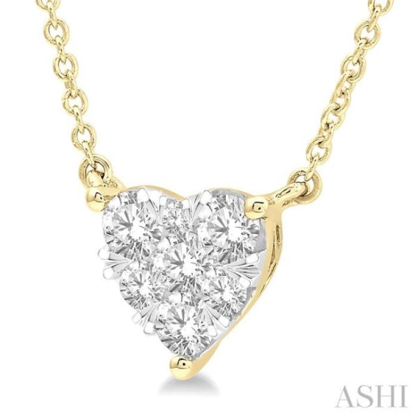 1 2 Ctw Lovebright Diamond Heart Necklace in 14K Yellow and White Gold Cheap