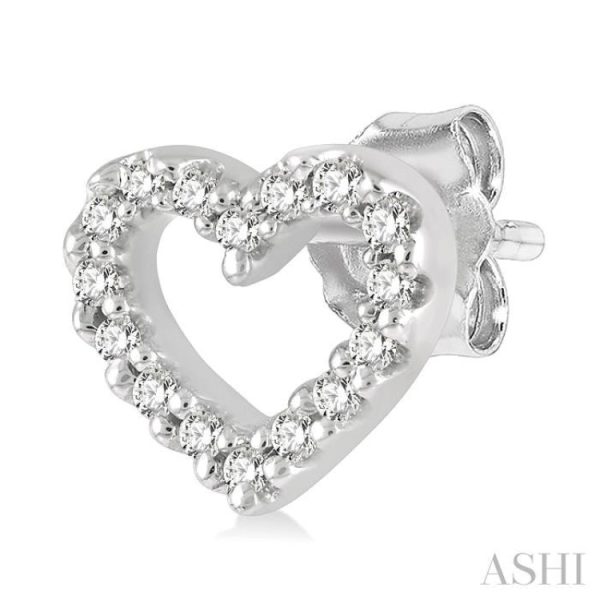 1 10 Ctw Heart Cutout Round Cut Diamond Petite Fashion Earring in 10K White Gold Online Hot Sale