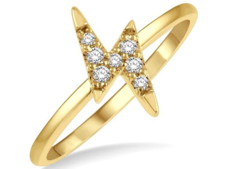 1 10 Ctw Lightning Bolt Round Cut Diamond Petite Fashion Ring in 14K Yellow Gold Supply