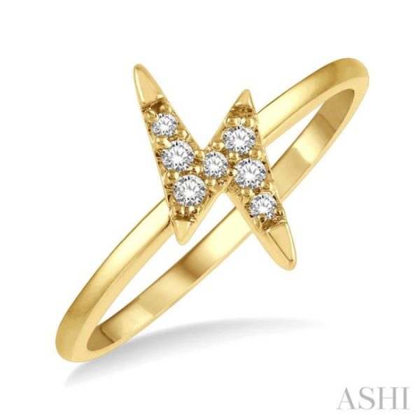 1 10 Ctw Lightning Bolt Round Cut Diamond Petite Fashion Ring in 14K Yellow Gold Supply