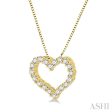 1 4 Ctw Heart Shape Round Cut Diamond Pendant With Chain in 14K Yellow Gold Online Sale