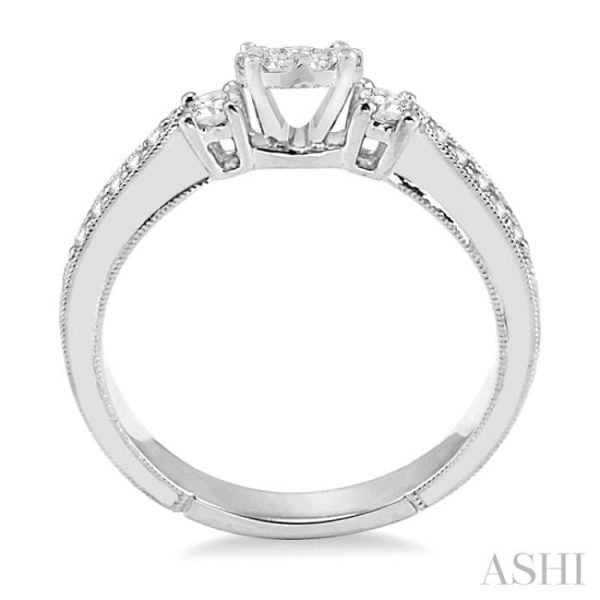 1 3 Ctw Round Cut Diamond Lovebright Engagement Ring in 14K White Gold Fashion