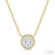 1 3 Ctw Round Shape Lovebright Diamond Necklace in 14K Yellow and White Gold Sale