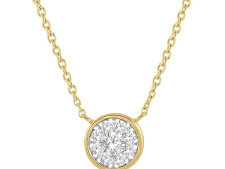 1 3 Ctw Round Shape Lovebright Diamond Necklace in 14K Yellow and White Gold Sale