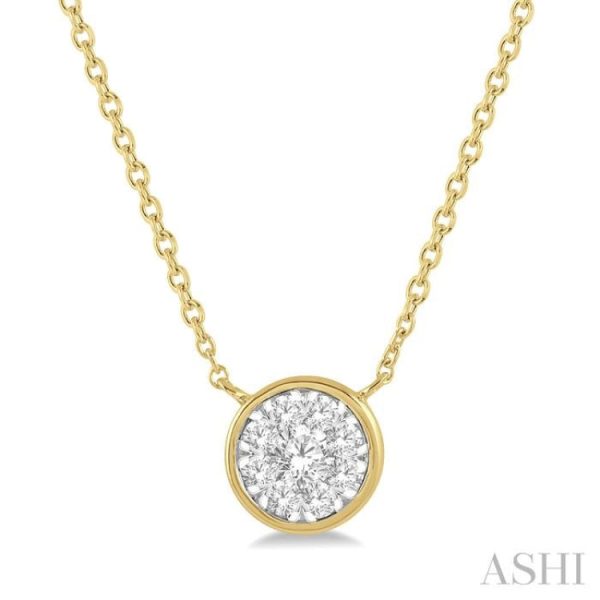 1 3 Ctw Round Shape Lovebright Diamond Necklace in 14K Yellow and White Gold Sale