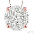 1 2 Ctw Lovebright Round Cut Diamond Pendant in 14K Rose and White Gold with Chain For Discount