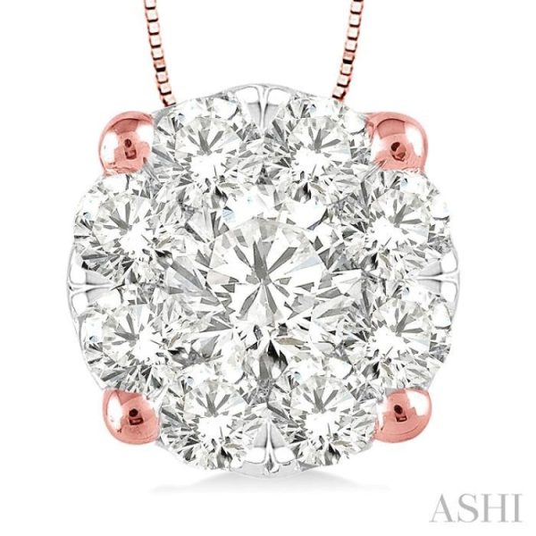 1 2 Ctw Lovebright Round Cut Diamond Pendant in 14K Rose and White Gold with Chain For Discount