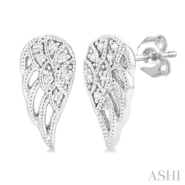 1 20 ctw Petite Angel Wings Round Cut Diamond Fashion Stud Earring in 10K White Gold Supply