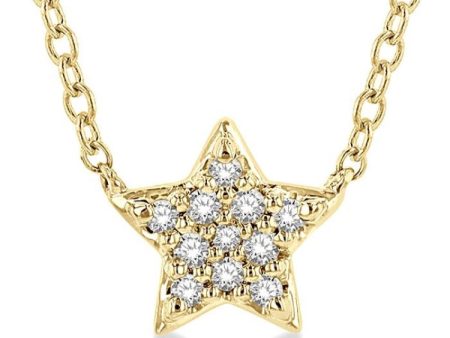 1 10 Ctw Star Round Cut Diamond Petite Fashion Pendant With Chain in 14K Yellow Gold Online now