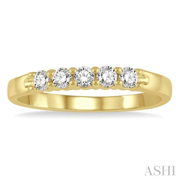 1 4 ctw 5 Stone Round Cut Diamond Wedding Band in 14K Yellow Gold Supply