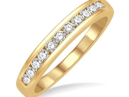 1 3 ctw Channel Set 11 Stone Round Cut Diamond Wedding Band in 14K Yellow Gold For Discount