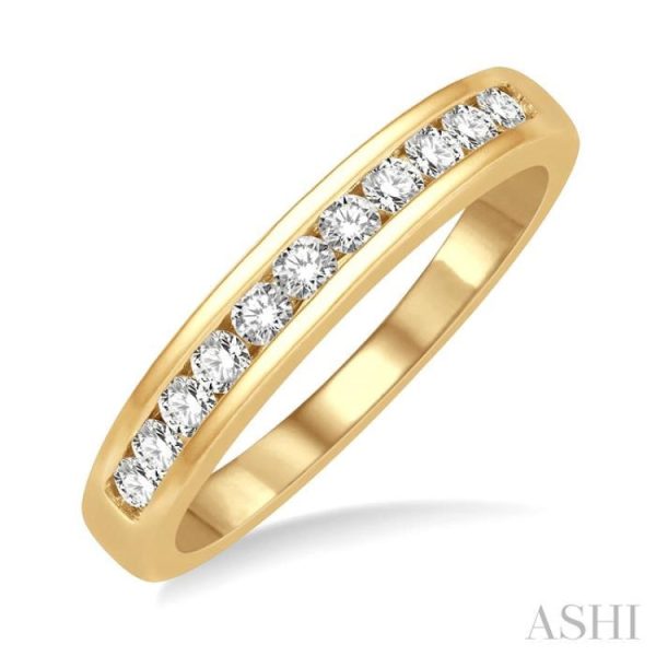 1 3 ctw Channel Set 11 Stone Round Cut Diamond Wedding Band in 14K Yellow Gold For Discount