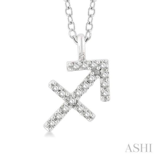 1 10 Ctw Sagittarius Round Cut Diamond Zodiac Pendant With Chain in 14K White Gold Online