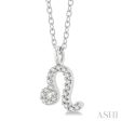 1 10 Ctw Leo Round Cut Diamond Zodiac Pendant With Chain in 10K White Gold Online Hot Sale