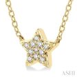 1 10 Ctw Star Round Cut Diamond Petite Fashion Pendant With Chain in 14K Yellow Gold Online now