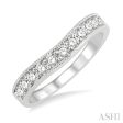 1 2 Ctw Arched Round Cut Diamond Wedding Band in 14K White Gold For Cheap