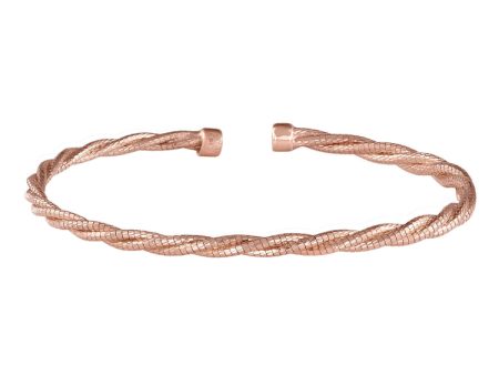 Rose Gold Finish Sterling Silver Twisted Cable Cuff Bracelet Sale