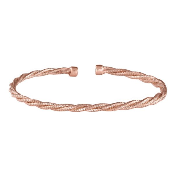 Rose Gold Finish Sterling Silver Twisted Cable Cuff Bracelet Sale