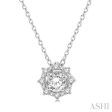 1 3 Ctw Floral Lattice Round Cut Diamond Pendant With Chain in 14K White Gold Discount