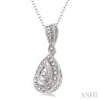 1 20 Ctw Pear Shape Single Cut Diamond Pendant in Sterling Silver with Chain on Sale