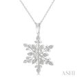 1 20 Ctw Snowflake Lattice Round Cut Diamond Pendant With Chain in Sterling Silver For Discount