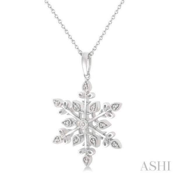 1 20 Ctw Snowflake Lattice Round Cut Diamond Pendant With Chain in Sterling Silver For Discount