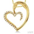 1 10 Ctw Round Cut Diamond Heart Shape Pendant in 14K Yellow Gold with Chain Supply