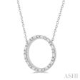 1 2 Ctw Circle Baguette and Round Cut Diamond Necklace in 14K White Gold Sale