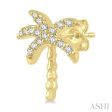 1 10 Ctw Palm Tree Round Cut Diamond Petite Fashion Earring in 10K Yellow Gold Supply