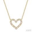 1 2 Ctw Heart Charm Baguette and Round Cut Diamond Necklace in 14K Yellow Gold Online Sale