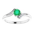 Sterling Silver Natural Emerald & .04 CTW Natural Diamond Ring Online Sale