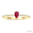 1 10 ctw Petite 5x3 MM Pear Cut Ruby and Round Cut Diamond Precious Fashion Ring in 10K Yellow Gold Supply