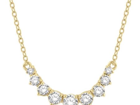 1 2 Ctw Graduated Diamond Smile Necklace in 14K Yellow Gold Online