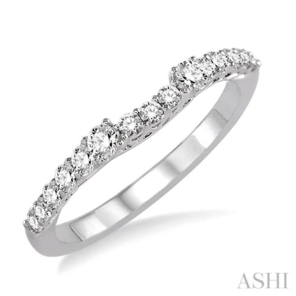 1 2 Ctw Round Cut Diamond Wedding Band in 14K White Gold Discount