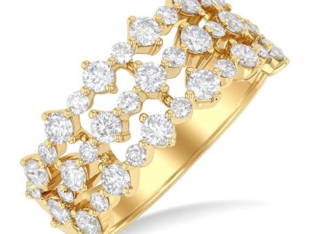 1 1 2 ctw Triple Row Round Cut Diamond Fashion Band in 14K Yellow Gold Online now